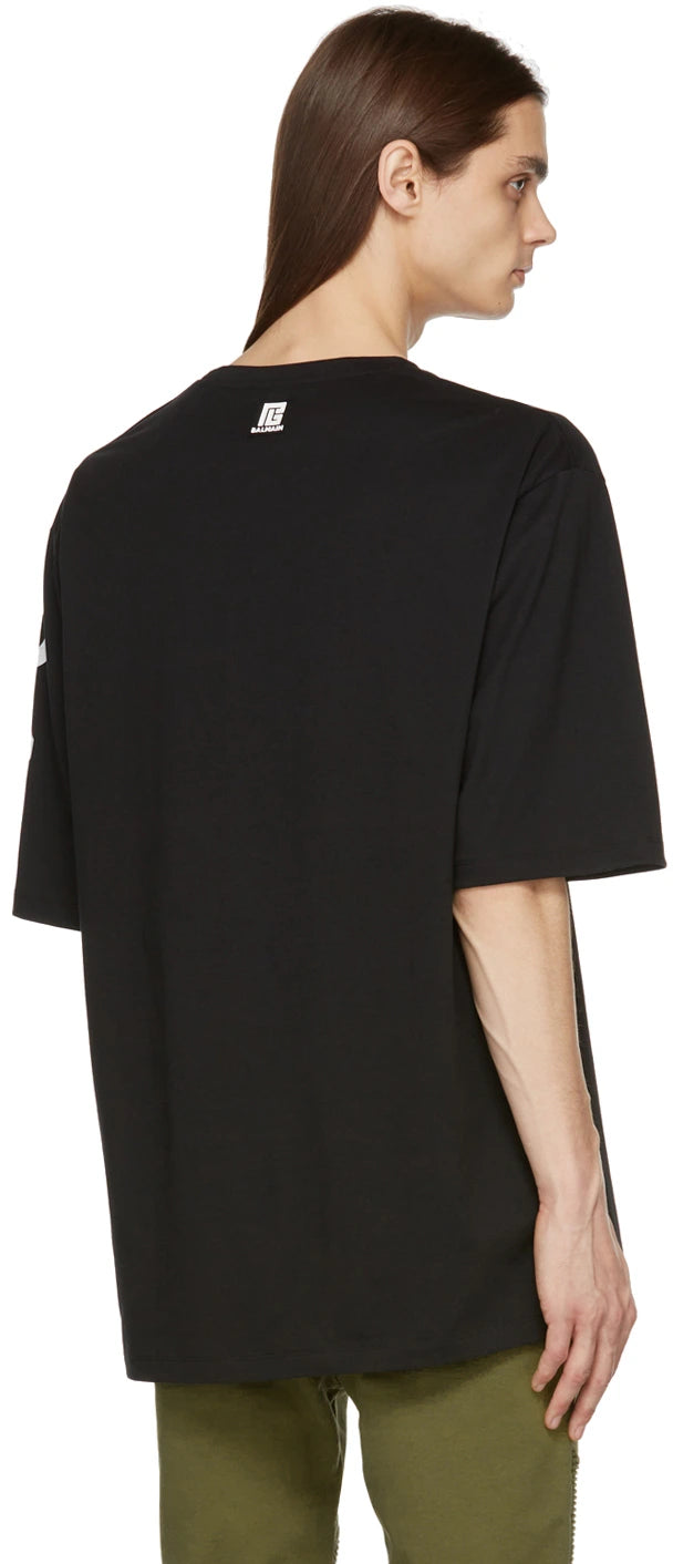 BALMAIN Black Side Logo T-Shirt