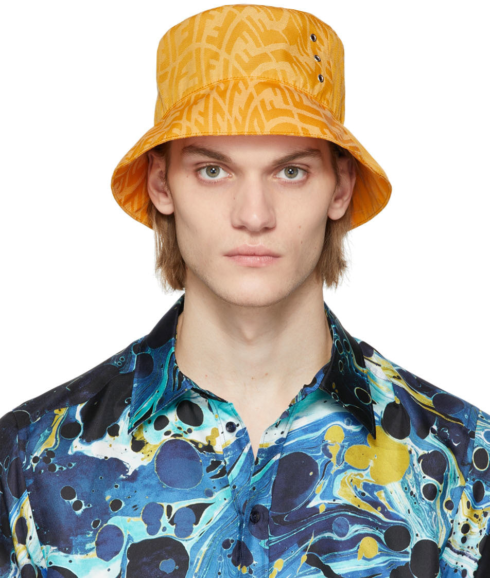 Fendi Yellow Woven Hat